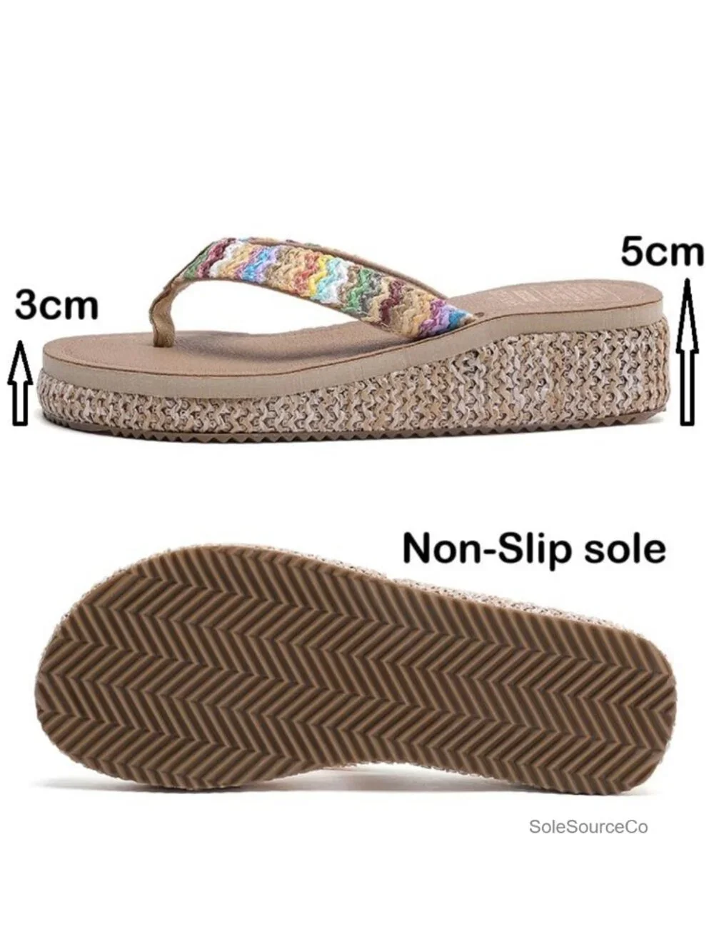 Women's Platform Wedge Flip Flops Bohemian Faux Suede Sandals